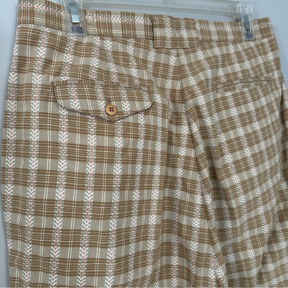 Vintage Cottagecore Tan High Waist Floral Trousers Feminine Pants Retro Romantic - Picture 15 of 17